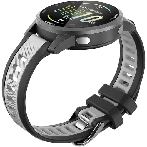 20mm Silicone Sport Watch Band - Breathable Quick Release - Black/Dark Grey