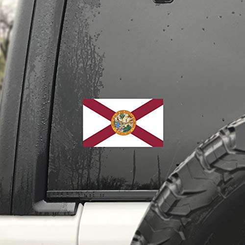 Florida State Flag Decal Sticker - 2-Pack, 5" x 3" UV Laminated