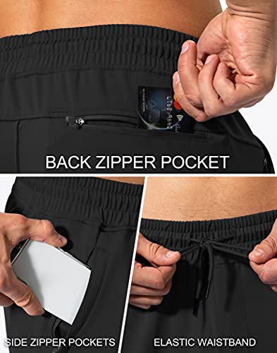 Men's Athletic Sweatpants with Zipper Pockets - Medium Black