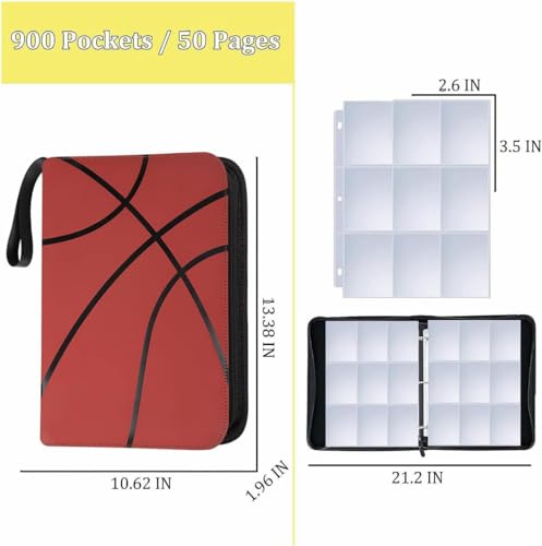 Yesogreat 900 Pockets Basketball Trading Card Binder Album with 50 Top-Loading Pages - 9 Pocket Variant