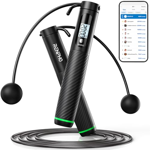 Smart Cordless Jump Rope with Counter & App Tracking - Black
