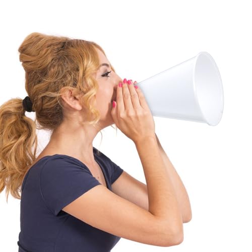 6 Pack White Cheer Megaphones - Mini Cheerleading Props