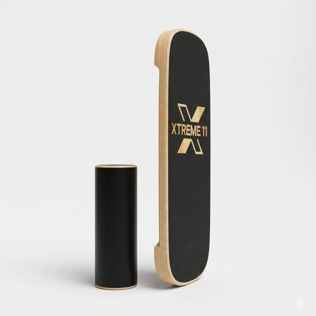 Xtreme11 Wooden Balance Board Trainer for Adults – Core Strength & Stability Trainer for Surf, Skateboard & Snowboard Training – Non-Slip Balance Board for Home Gym Fitness