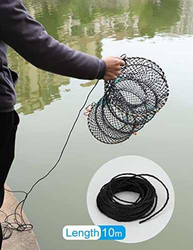 Hlotmeky Crab Trap with 10m Rope - Foldable Lobster & Crawfish Fishing Net, Durable Bait Trap
