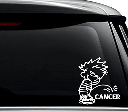 Pee Piss On Cancer Decal Sticker - 6 Inch Gloss White