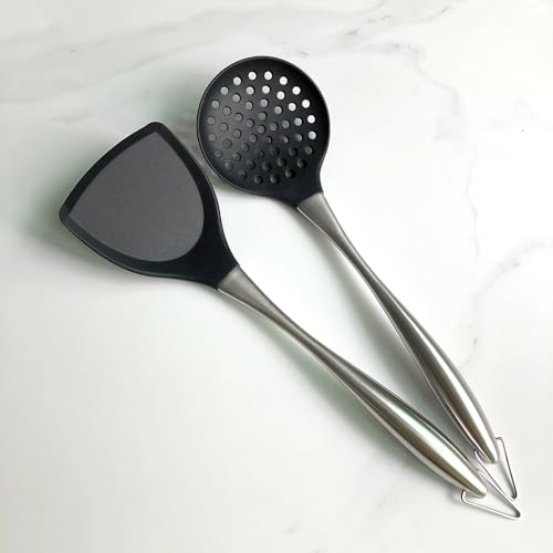 Silicone Wok Skimmer - Non-Scratch Slotted Spoon for Cooking