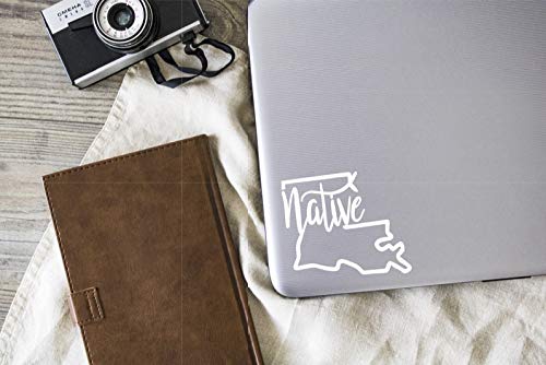 Louisiana Native Vinyl Decal - White, 4.5 x 3.9 Inch