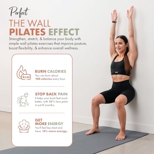Wall Pilates Workout Cards - 76 Large Exercise Cards for Home Gym