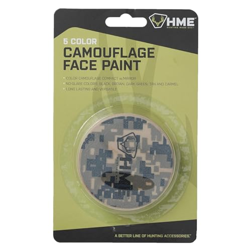 Camo Face Paint Kit with Mirror - Long-Lasting Concealment Makeup - 5 Colors
