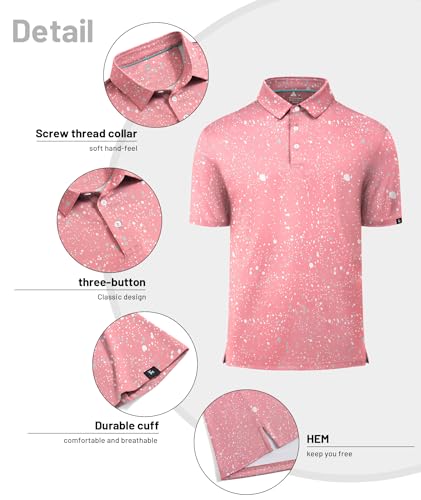 ZITY Men's Golf Polo Shirt - Short Sleeve, Moisture-Wicking, Splash Paint (Medium/B Splashed Paint)