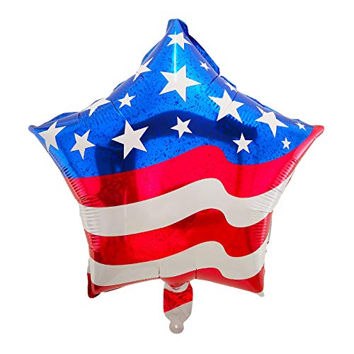 Patriotic American Flag Balloons - 10 Pack Star-Shape Mylar