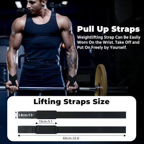 Padded Neoprene Weightlifting Straps for Power Lifting - Black