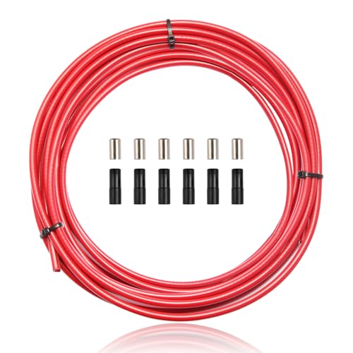 Professional Bicycle Brake Cable Housing - 3 Meters with 12 End Caps, Red