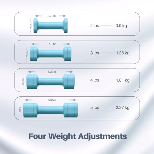 Adjustable Dumbbell Set for Women - 4 in 1, 2-5 lb, Blue
