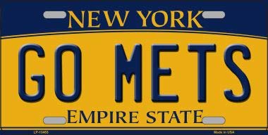 Go Mets Novelty Metal License Plate Tag - 6" x 12"