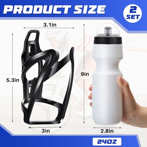 White Mifoci Bike Water Bottle Cage with 24oz Squeeze Bottle - Bicycle Accessories