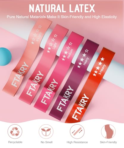 Natural Latex Resistance Bands Set - 5 Levels for Home Fitness - Pink