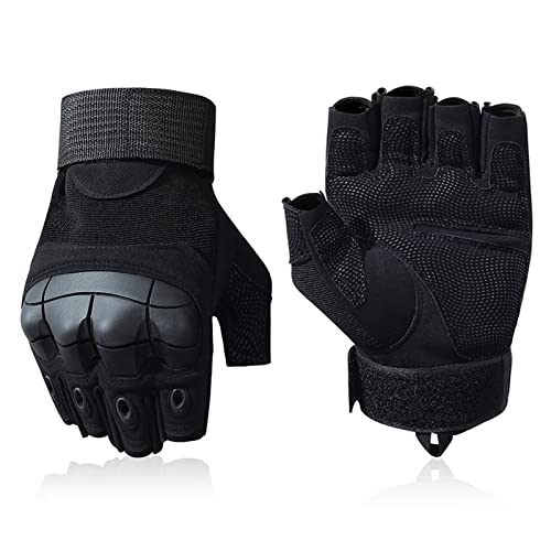 Outdoor Fingerless Gloves for Men - Medium Black for Biking & Hiking