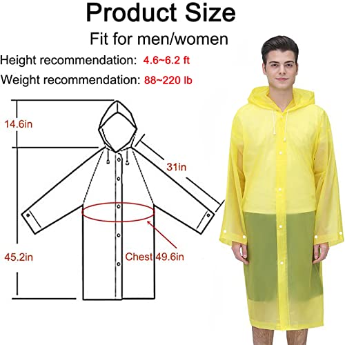 Reusable Rain Ponchos for Adults - 2 Pack White & Yellow
