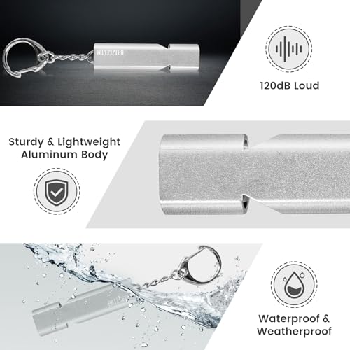 120dB Aluminum Emergency Survival Whistle - 4 Pack Silver