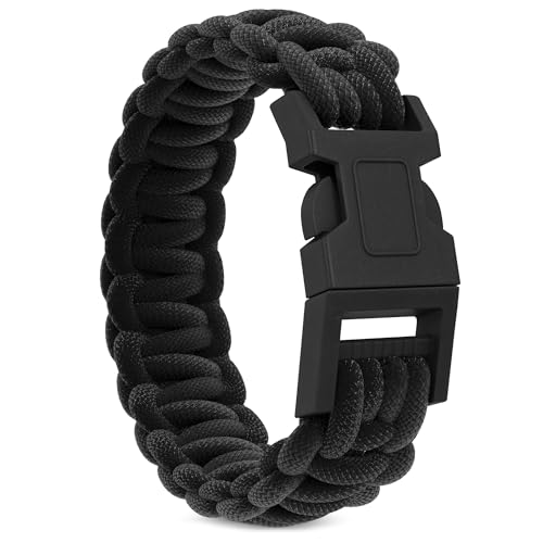 Paracord Bracelet for Men and Women - 6.5 Ft Braided Nylon, Black