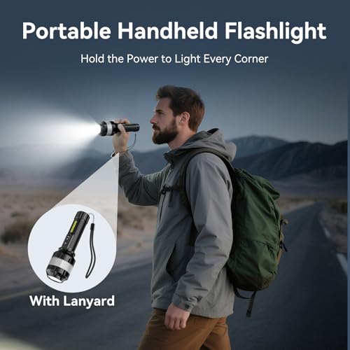 Rechargeable Flashlight - High Lumens, 4000mAh Battery, 3 Modes