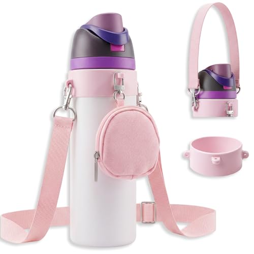 Pink Water Bottle Carrier Strap Set for Owala 16oz-40oz - Elystara