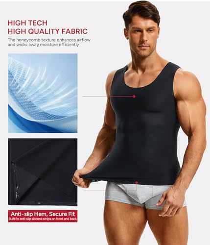 Nebility Slimming Compression Tank Top for Men, Black, XL
