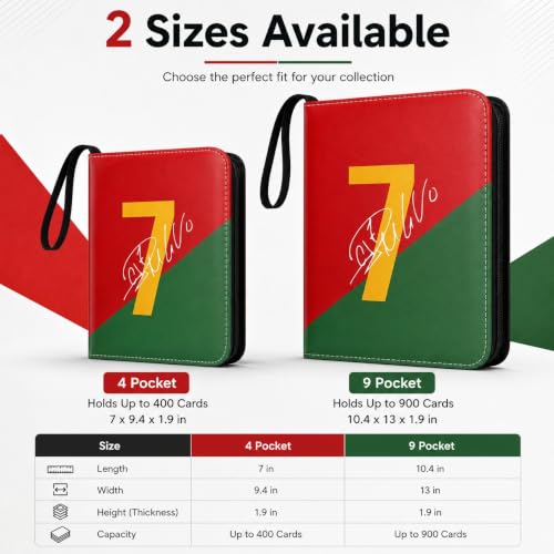HBK Soccer Card Binder NO-7 / 400 Pockets - Large Capacity Sports Card Organizer