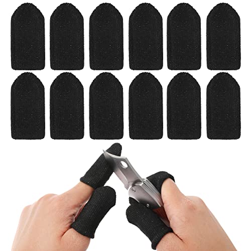 Cut-Resistant Finger Cots - 12 PCS Reusable Protectors - Black