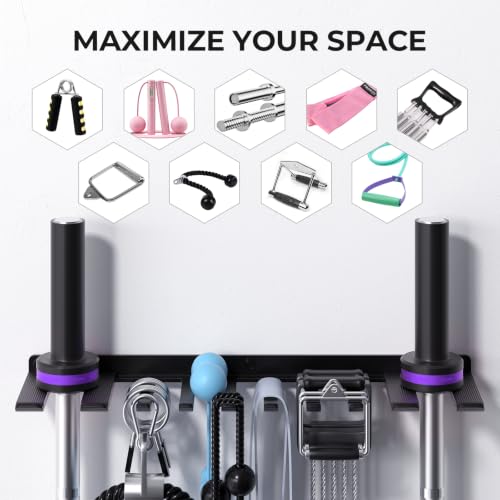 Large Home Gym Storage Rack Wall Mount with Heavy Duty Hooks - 1 Pack