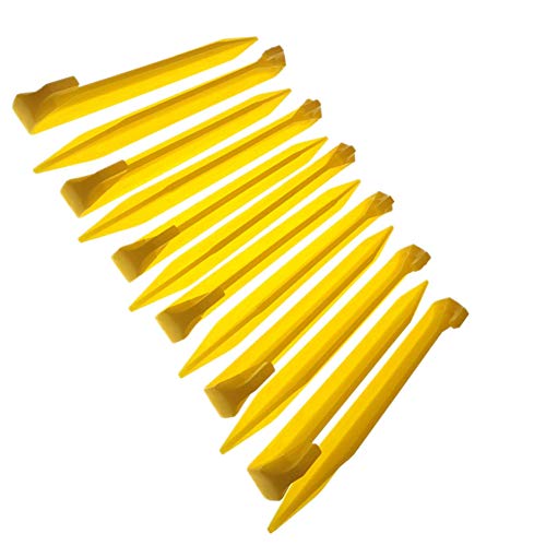 9-Inch Heavy Duty Plastic Tent Stakes - 12 Pack - Yellow