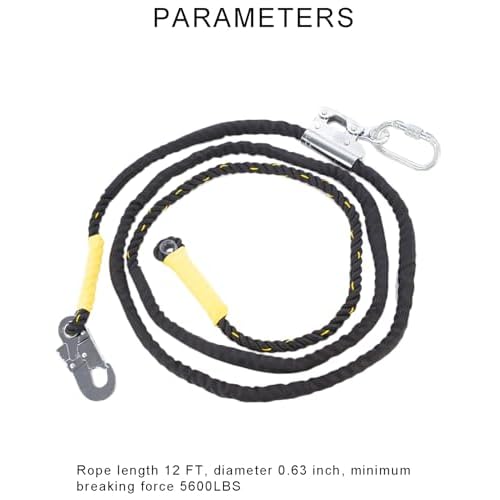 12FT Flipline Adjustable Lanyard RTOVZON Tree Climbing Lanyard for Climbing Trees, Fall Protection Flip Line Kit, Tree Climbers