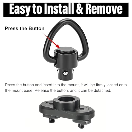 Heavy Duty Quick Detach Sling Swivels - 1 Inch D-Loop, 2 Piece Set
