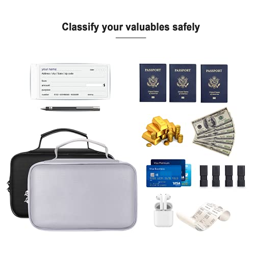 ENGPOW Small Fireproof Bag with Lock,Fireproof Soft Money Organizer Case (9x 5.3 x 3.7 inches),3-Layer Cash Safe Coin Organizer Bag Set Storage for Valuables-Currency,Keys,Card,Passport(2 Pack)