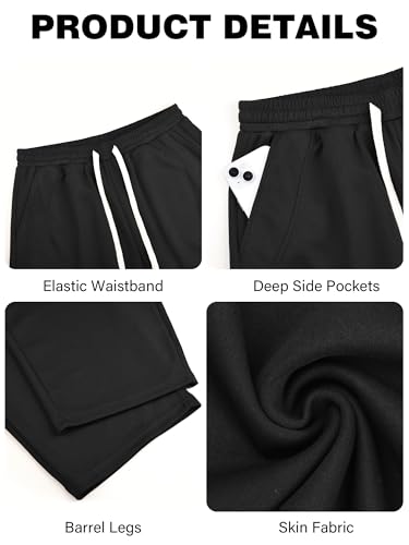JEMLDL Men's Black Baggy Sweatpants Small Wide Leg Drawstring Elastic Waist