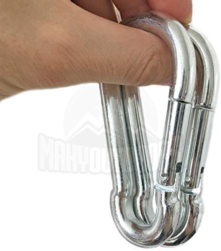 Heavy Duty Carabiners - 2 Pack, 660LB Capacity, Silver