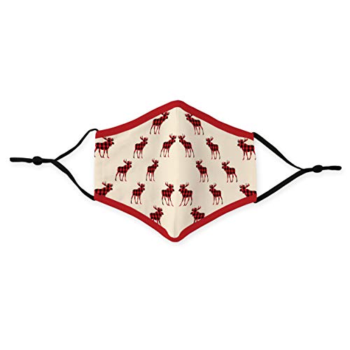 Washable 3-Ply Cloth Face Mask - Adjustable with Filter Pocket - Buffalo Plaid Moose