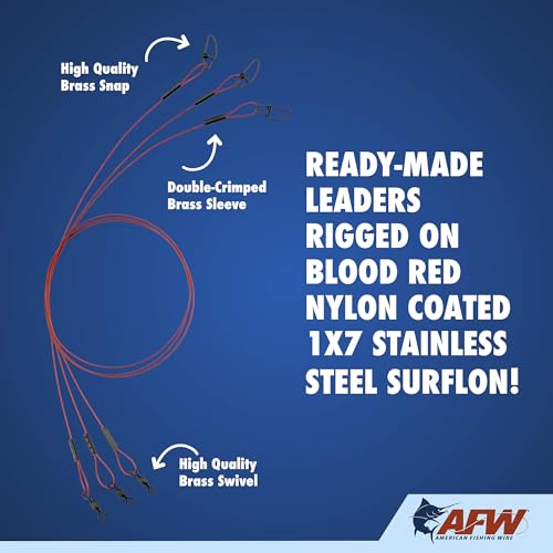 Stainless Steel Fishing Wire Leaders - Blood Red, 12 Inch, 3 Piece Set