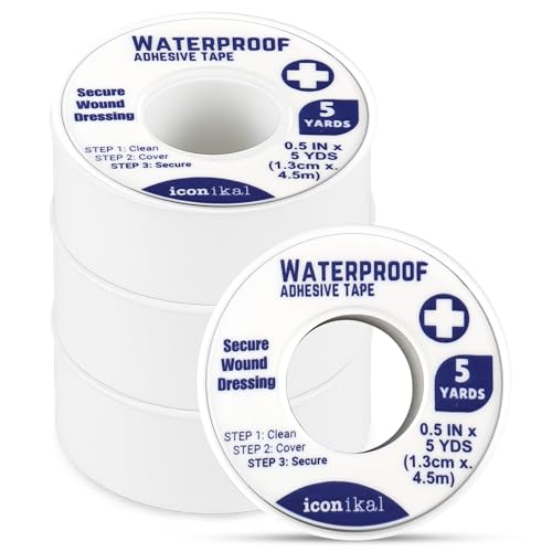 Waterproof First Aid Tape - 8 Pack Medical Adhesive Tape 0.5 x 180 Inches