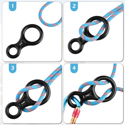 Figure 8 Descender - 35kN Aluminum Rappelling Gear - Black - 1 Pack