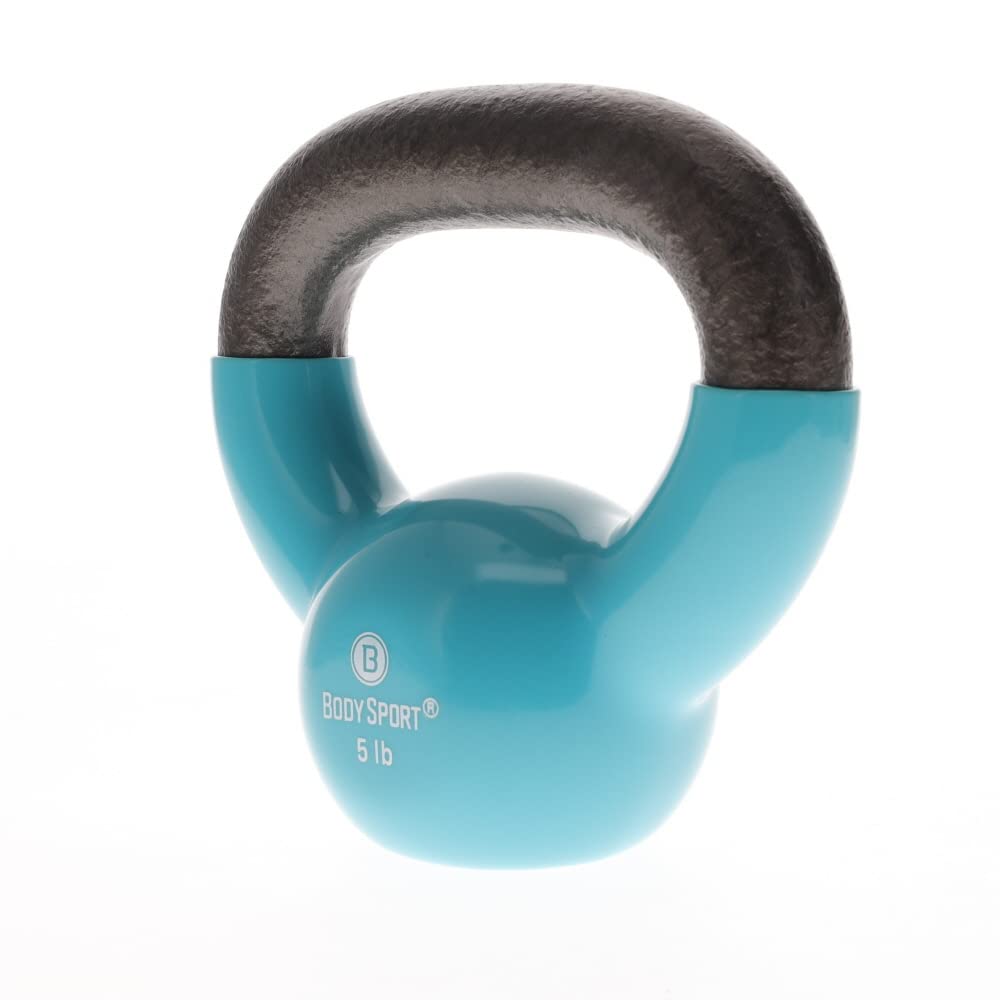 Body Sport Cast Iron Vinyl Coated Kettlebells, 18 lb., Blue – Kettlebell for Weight Lifting – Strength Training Kettlebell – Professional Fitness for Gym & At Home