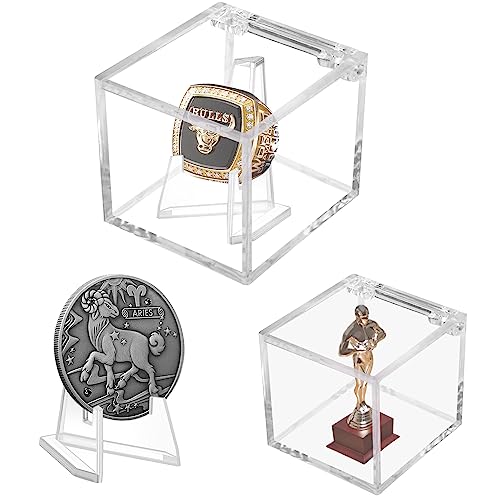 Clear Acrylic Championship Ring Display Case - 2.36 Inch Square Cube