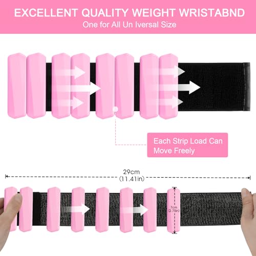 Teikugv Pink2 Wrist Weights Set of 2 - 1lb Adjustable Silicone Ankle & Wrist Weights