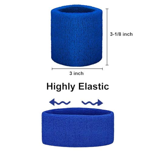 Athletic Wrist Sweatbands - Terry Cloth, Navy - 2 Pack