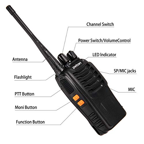 Long Range Walkie Talkies with Earpieces, Rechargeable Two Way Radios (4 Pack)