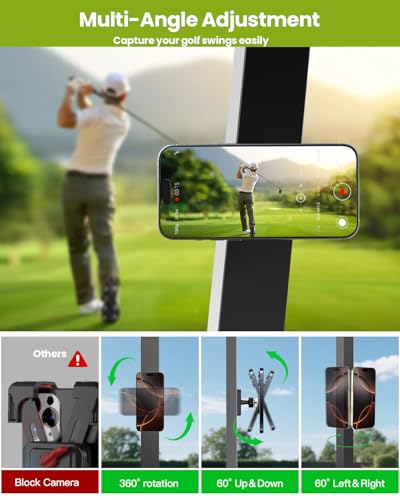 Magnetic Golf Cart Phone Holder - Carbon Fiber, 360° Rotation