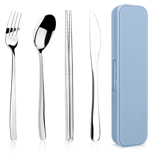 5-Piece Stainless Steel Travel Utensils Set with Storage Case