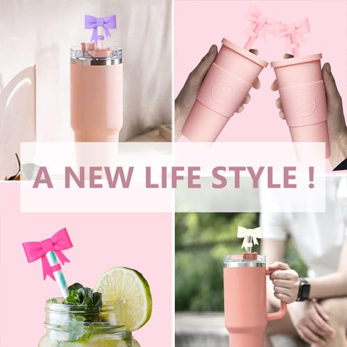 8mm Silicone Bow Straw Covers - 6 Pcs for Stanley Tumblers