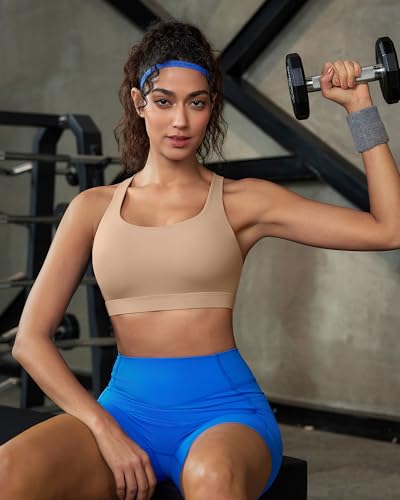 RUNNING GIRL Medium C-Nude Strappy High Impact Sports Bra for Women